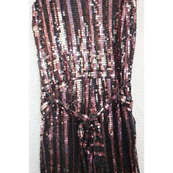 Michael Kors Allover Sequins Jumpsuit-Size Small-Pockets-Evening-Party-Belted - Picture 11 of 13